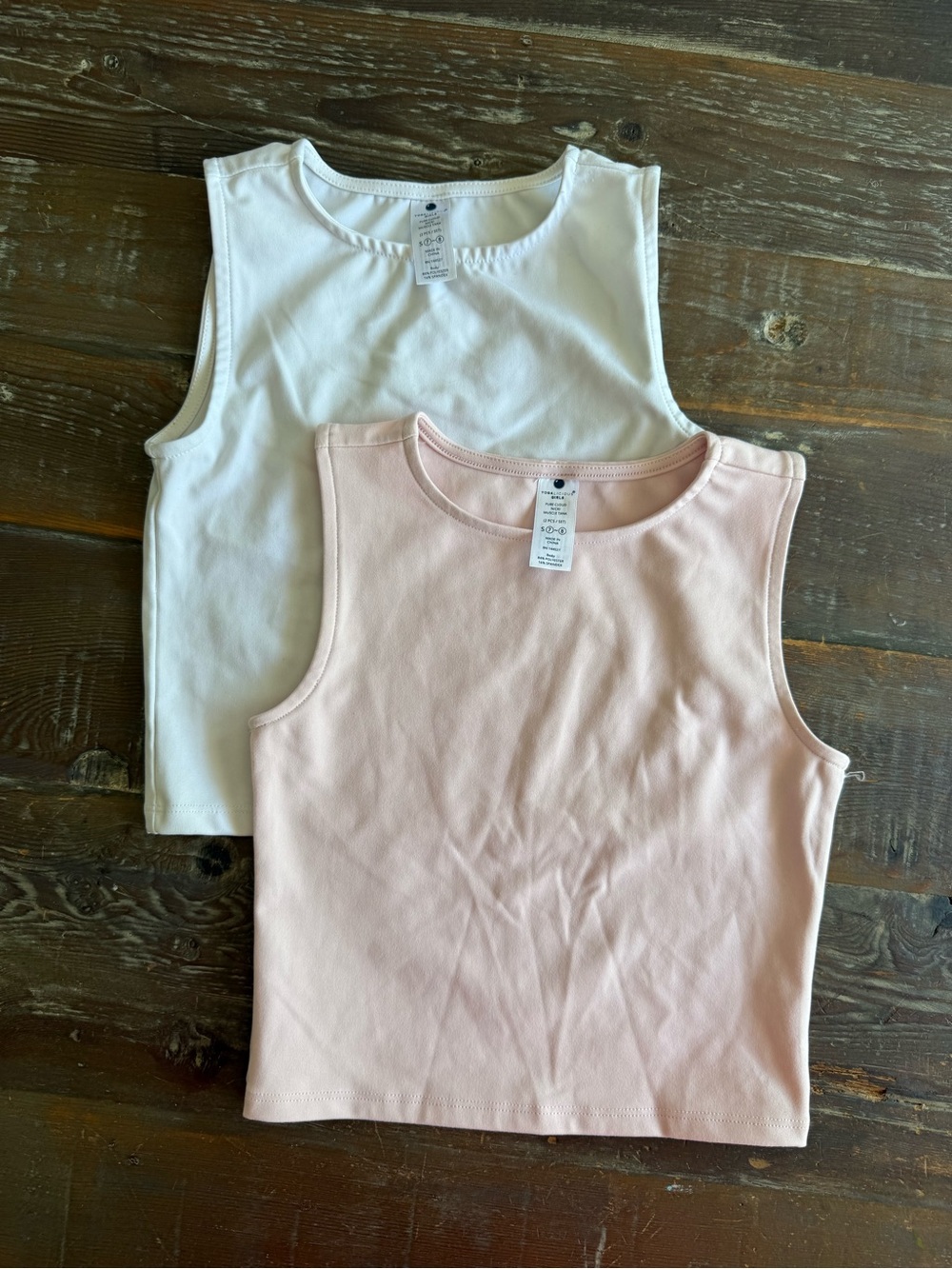 Yogalicious Kids Ribbed Tank Tops - Light Pink & White